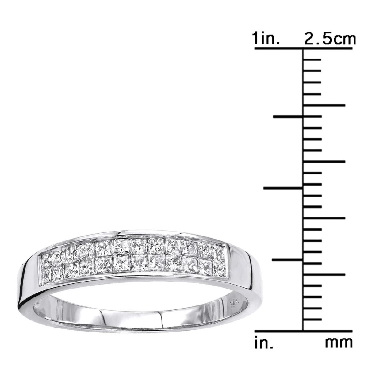 Thin 14K White Gold Princess Cut Diamond Wedding Band 0.75ct 10 Thin 14K White Gold Princess Cut Diamond Wedding Band 0.75ct - Image 8