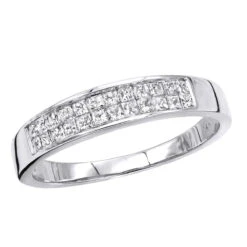 Thin 14K White Gold Princess Cut Diamond Wedding Band 0.75ct