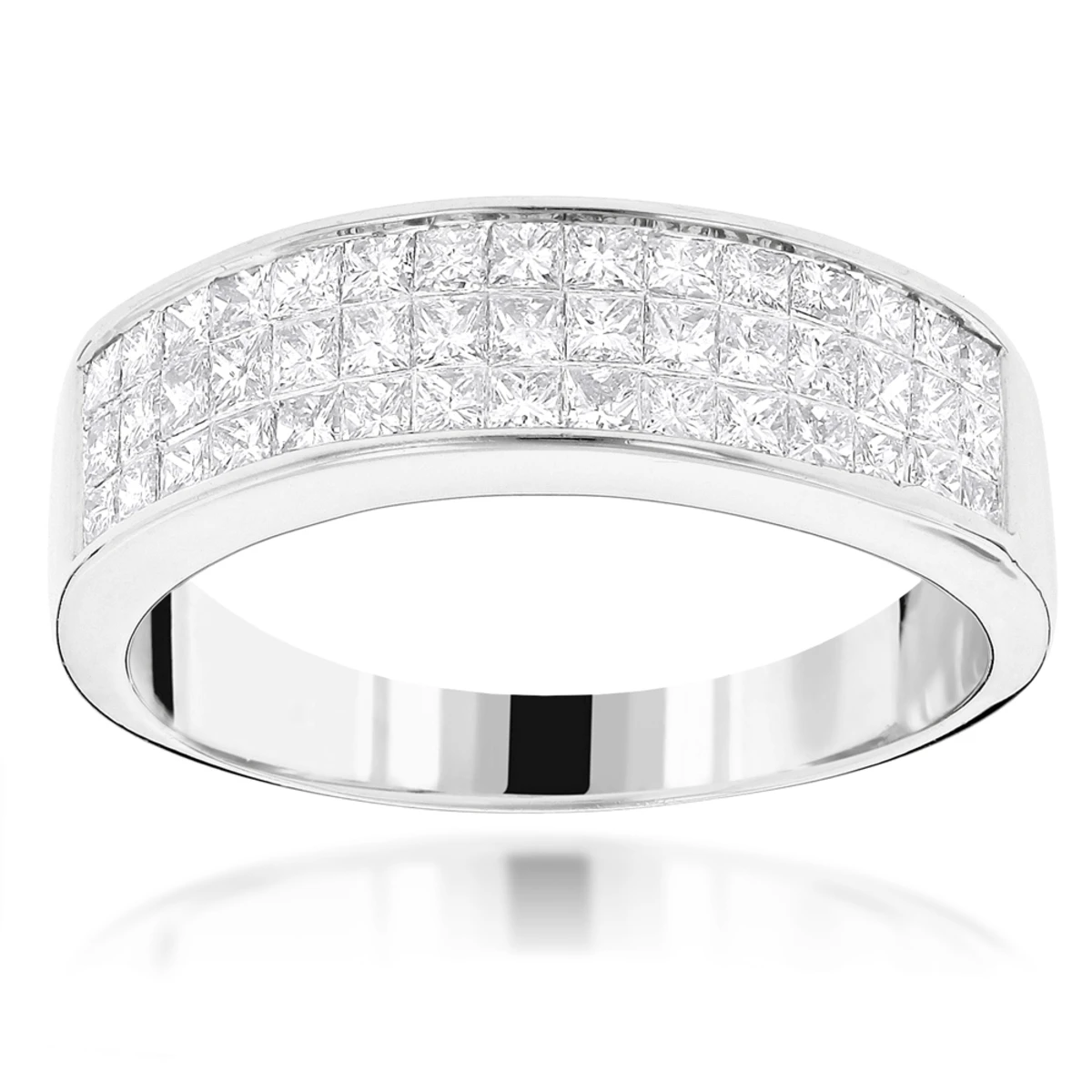 14K Yellow Gold Princess Cut Diamond Wedding Band Invisible Set Ring 1.25ct 4 14K Yellow Gold Princess Cut Diamond Wedding Band Invisible Set Ring 1.25ct - Image 2