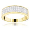 14K Yellow Gold Princess Cut Diamond Wedding Band Invisible Set Ring 1.25ct