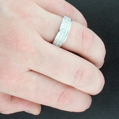 14K Yellow Gold Princess Cut Diamond Wedding Band Invisible Set Ring 1.25ct 8 14K Yellow Gold Princess Cut Diamond Wedding Band Invisible Set Ring 1.25ct - Image 6