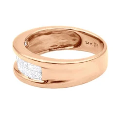 14K Yellow Gold Princess Cut Invisible Diamond Wedding Band 1.16ct -H'Hen Sale Store 14k princess cut invisible diamond wedding band 116ct p 6328 back rose