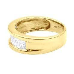14K Yellow Gold Princess Cut Invisible Diamond Wedding Band 1.16ct -H'Hen Sale Store 14k princess cut invisible diamond wedding band 116ct p 6328 back yellow