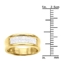 14K Yellow Gold Princess Cut Invisible Diamond Wedding Band 1.16ct -H'Hen Sale Store 14k princess cut invisible diamond wedding band 116ct p 6328 ruler yellow