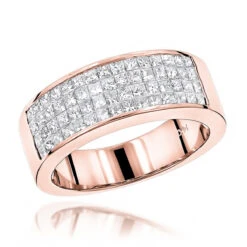 14K White Gold Princess Cut Invisible Diamond Wedding Band 1.84ct -H'Hen Sale Store 14k princess cut invisible diamond wedding band 184 p 22383 ro