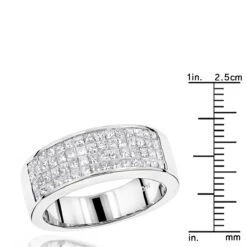 14K White Gold Princess Cut Invisible Diamond Wedding Band 1.84ct -H'Hen Sale Store 14k princess cut invisible diamond wedding band 184 p 22383 rulerwh