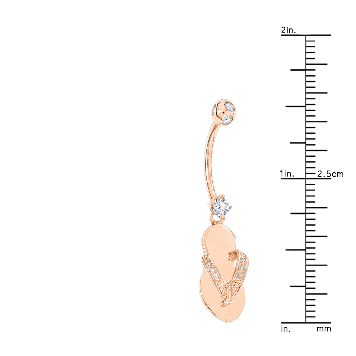 Pure 14K Rose Gold Diamond Flip Flop Belly Ring 0.33ct 7 Pure 14K Rose Gold Diamond Flip Flop Belly Ring 0.33ct - Image 5