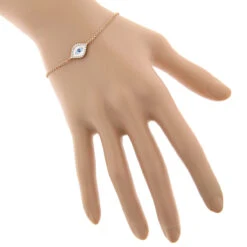 Luxurman 14K Rose Gold Evil Eye Diamond Bracelet 0.1ct -H'Hen Sale Store 14k rose gold evil eye diamond bracelet 010ct p 35838 bodro