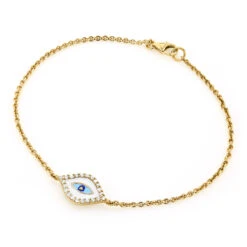 Luxurman 14K Rose Gold Evil Eye Diamond Bracelet 0.1ct -H'Hen Sale Store 14k rose gold evil eye diamond bracelet 010ct p 35838 ye