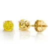 14K Yellow Gold Round Canary Yellow Diamond Stud Earrings 1/2ct
