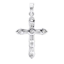 14K White Gold Round Diamond Cross Pendant 1.85ct -H'Hen Sale Store 14k round diamond cross pendant 185ct p 35135 backwh