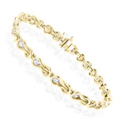 14K White Gold Round Diamond Love Knots Tennis Bracelet 2 Carat -H'Hen Sale Store 14k round diamond knots tennis bracelet 198ct p 22482 ye