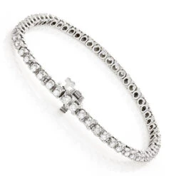 14K White Gold Round Diamond Tennis Bracelet For Women 1 3/4ct G/VS -H'Hen Sale Store 14k round diamond tennis bracelet 171ct p 22479back