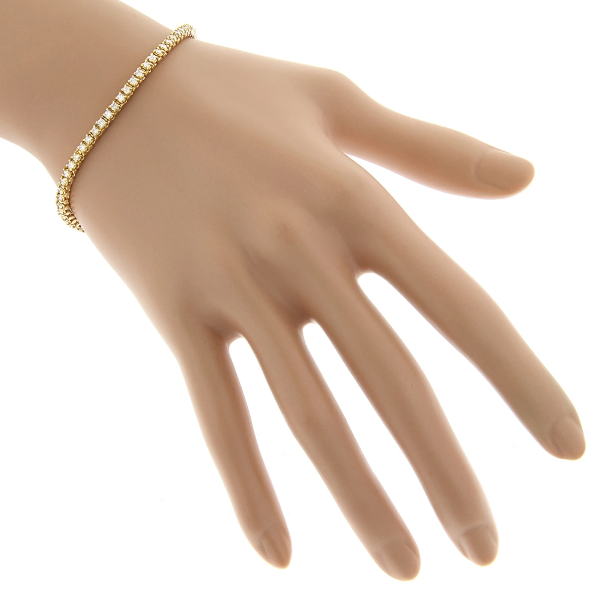 14K Yellow Gold Round Diamond Tennis Bracelet 2.2ct 7 14K Yellow Gold Round Diamond Tennis Bracelet 2.2ct - Image 5