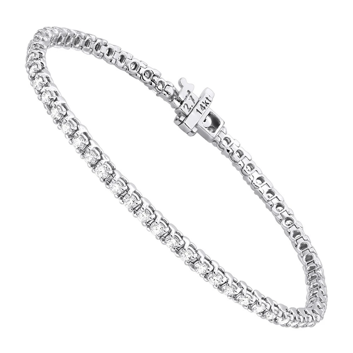 14K White Gold Round Diamond Tennis Bracelet For Women 3.55ct With 4 Prong Setting 3 14K White Gold Round Diamond Tennis Bracelet For Women 3.55ct With 4 Prong Setting