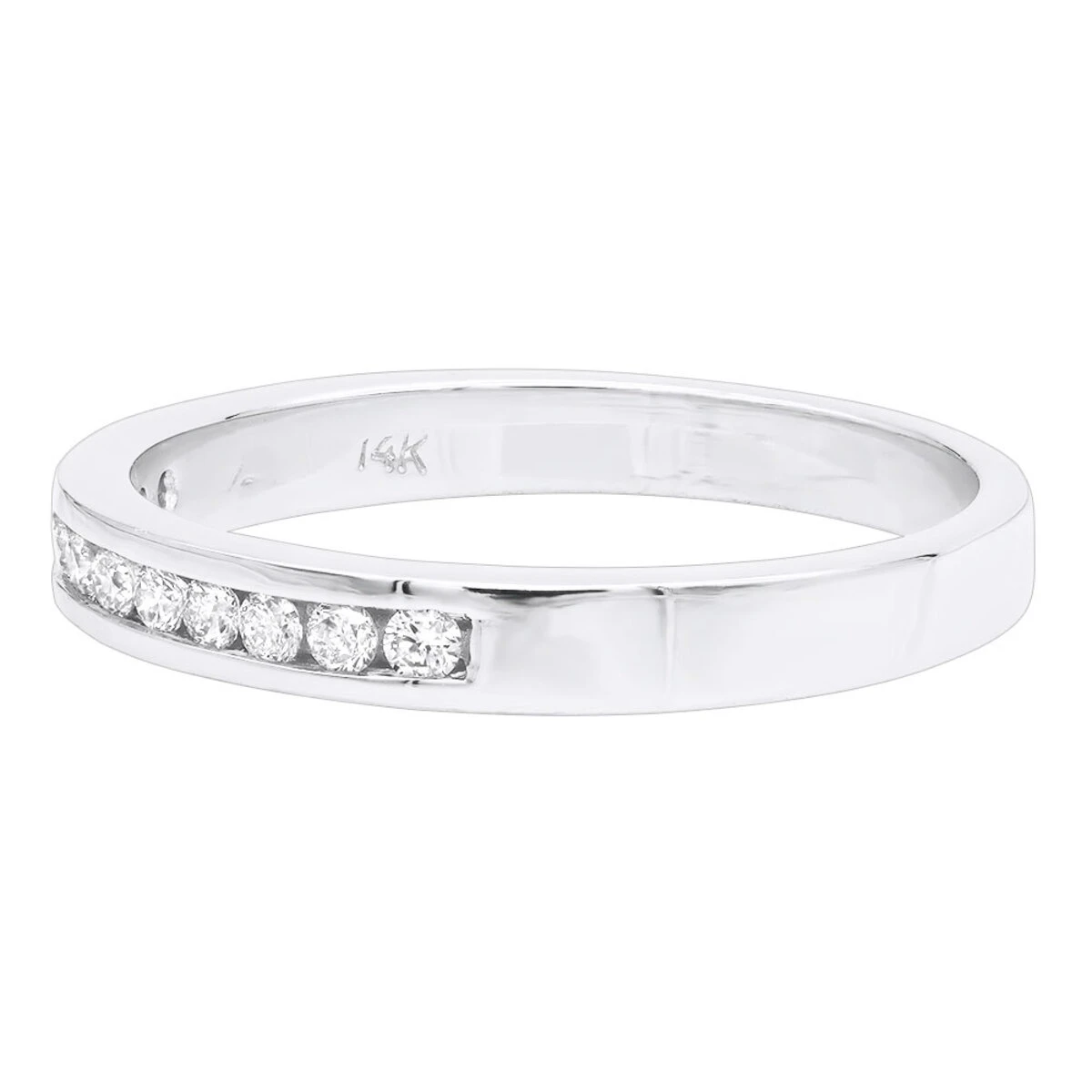 Thin 14K White Gold Round Diamond Wedding Band For Women 0.25ct 6 Thin 14K White Gold Round Diamond Wedding Band For Women 0.25ct - Image 4