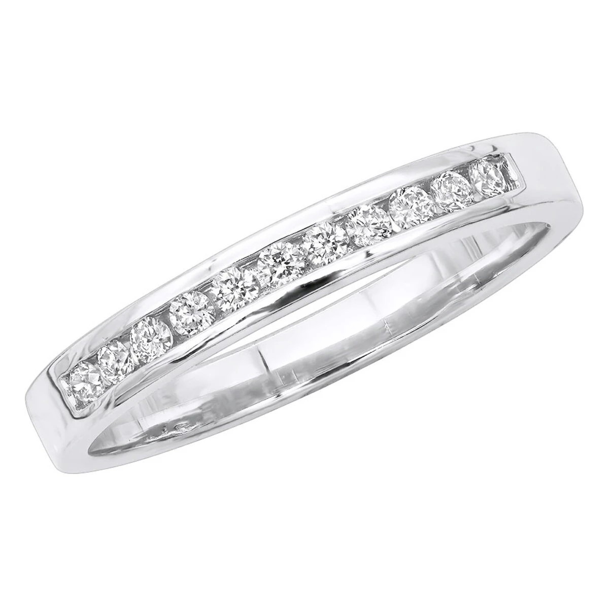 Thin 14K White Gold Round Diamond Wedding Band For Women 0.25ct 3 Thin 14K White Gold Round Diamond Wedding Band For Women 0.25ct