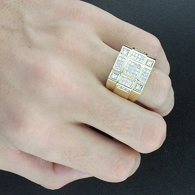 14K White Gold Round Princess Cut Diamond Ring For Men 1.36ct 5 14K White Gold Round Princess Cut Diamond Ring For Men 1.36ct - Image 3