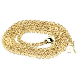 14K Yellow Gold Round Prong Set Diamond Tennis Chain Necklace For Men 13ct -H'Hen Sale Store 14k round prong set mens diamond chain necklace 13ct p 5762 back yellow