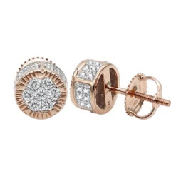 Solid 14K Yellow Gold 2 Carat Look Diamond Stud Earrings 0.5ct Clusters Luxurman -H'Hen Sale Store 14k solid gold 2 carat look diamond stud earrings 075ct clusters luxurman ro