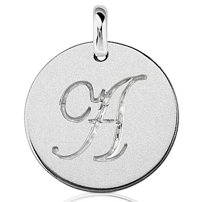 14K White Gold Circle Initial Pendant 3 14K White Gold Circle Initial Pendant