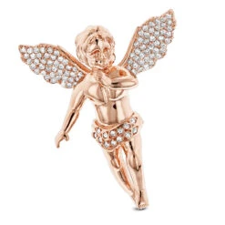 14K Yellow Gold Diamond Angel Pendant 0.63ct Small Baby Angel Charm 10 14K Yellow Gold Diamond Angel Pendant 0.63ct Small Baby Angel Charm -H'Hen Sale Store 14k solid gold diamond angel pendant 063ct ro