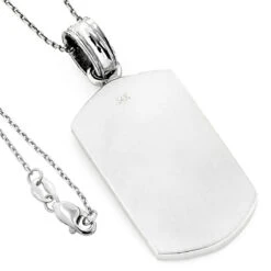 14K White Gold Diamond Dog Tag Pendant 0.22ct -H'Hen Sale Store 14k solid gold diamond dog tag pendant 022ct p 6167 backwh