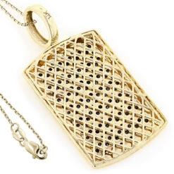 14K Yellow Gold Dog Tag Pendant With Black Diamonds 3.25 -H'Hen Sale Store 14k solid gold dog tag pendant with black diamonds 325 p 22400 backye