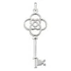 14K White Gold Key Pendant Necklace 14.2mm