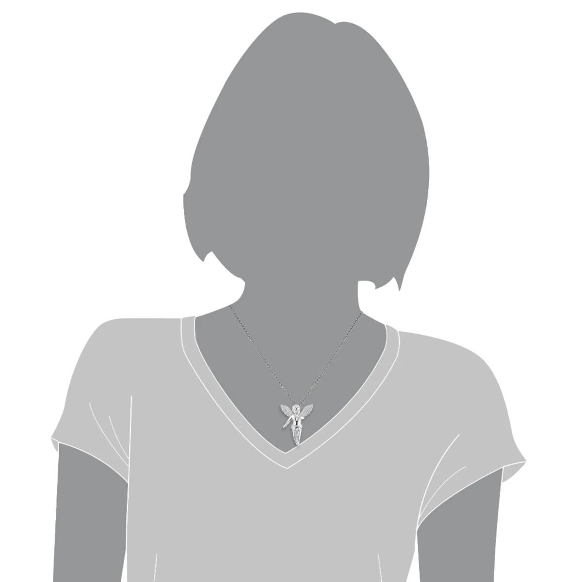 14K White Gold Mini Diamond Angel Pendant 0.7ct Small Baby Angel Charm 7 14K White Gold Mini Diamond Angel Pendant 0.7ct Small Baby Angel Charm - Image 5