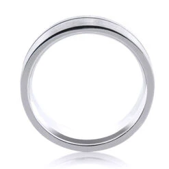 Solid 14K White Gold One Line Men's Wedding Band -H'Hen Sale Store 14k solid gold one line mens wedding band 4