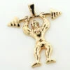 14K Yellow Gold Weightlifting Pendant Sports Charm