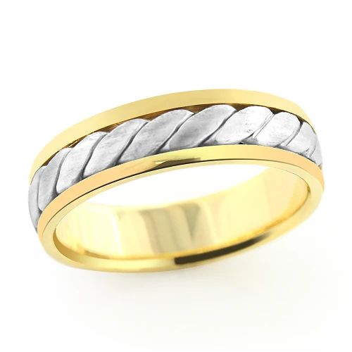 Solid 14K Yellow Gold Woven Wedding Band For Men 3 Solid 14K Yellow Gold Woven Wedding Band For Men