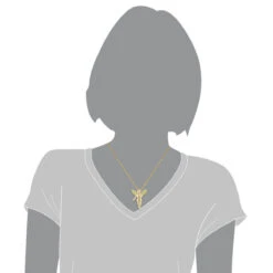 14K Yellow Gold Yellow Diamond Angel Pendant Mini Religious Charm 0.7ct -H'Hen Sale Store 14k solid gold yellow diamond angel pendant mini religious charm 07ct 3