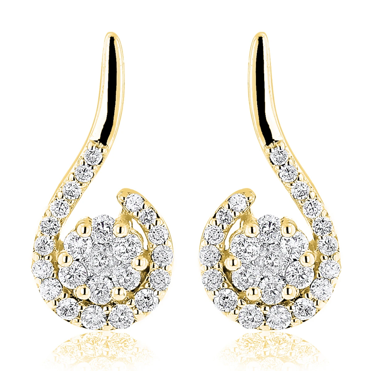 14K White Gold Swirl Diamond Earrings For Women 0.75ct 4 14K White Gold Swirl Diamond Earrings For Women 0.75ct - Image 2