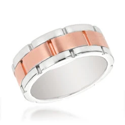 Two Tone 14K Yellow Gold Men's Wedding Band Comfort Fit -H'Hen Sale Store 14k two tone gold mens wedding band comfort fit ro