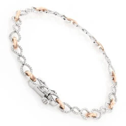 Two Tone 14K Yellow Gold Round Diamond Bracelet For Women 0.7ct -H'Hen Sale Store 14k two tone gold round diamond bracelet for women 07ct back