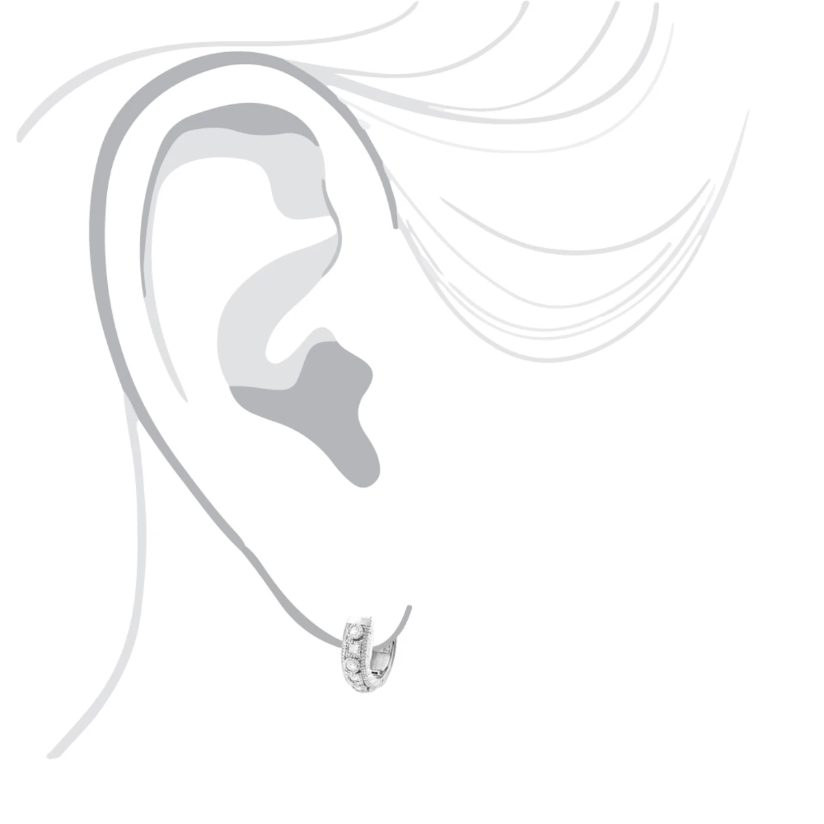 14K White Gold Unique Huggie Diamond Earrings 0.77ct 7 14K White Gold Unique Huggie Diamond Earrings 0.77ct - Image 5