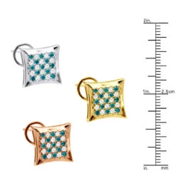 Unique 14K White Gold White Blue Diamond Earrings Square Studs 1.60ct -H'Hen Sale Store 14k white blue diamond earrings 160ct p 7220 ruler white