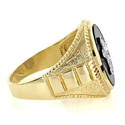 14K Yellow Gold Black Onyx Men's Ring Cross Detail 10 14K Yellow Gold Black Onyx Men's Ring Cross Detail -H'Hen Sale Store 14k white gold black onyx mens ring cross detail p 6347 backye