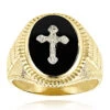 14K Yellow Gold Black Onyx Men's Ring Cross Detail -H'Hen Sale Store 14k white gold black onyx mens ring cross detail p 6347 ye
