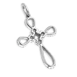 Small 14K White Gold Cross Pendant For Women With Diamonds 0.2ct -H'Hen Sale Store 14k white gold cross pendant 028ct p 42047 backwh
