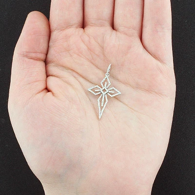 14K White Gold Cross Pendant 0.32ct 6 14K White Gold Cross Pendant 0.32ct - Image 4