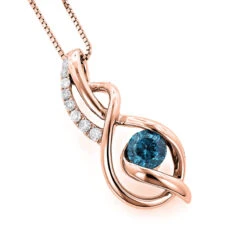 14K White Gold La Minor Blue Diamond Pendant For Women With Chain Necklace -H'Hen Sale Store 14k white gold la minor blue diamond pendant for women with chain 037ct ro