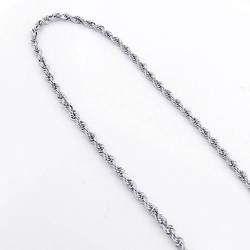 14K White Gold Rope Chain 2mm 22-30in 4 14K White Gold Rope Chain 2mm 22-30in - Image 2