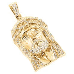 14K White Gold Round Diamond Jesus Head Pendant For Men 1.8ct -H'Hen Sale Store 14k white gold round diamond jesus head pendant 180ct p 6158 ye