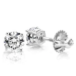 14K White Gold Round Diamond Stud Earrings 0.25ct