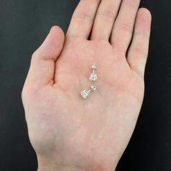 14K White Gold Round Diamond Stud Earrings 1.75ct -H'Hen Sale Store 14k white gold round diamond stud earrings 175ct p 5630back