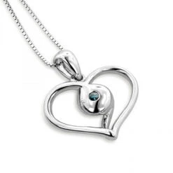 14K White Gold Single Blue Diamond Heart Necklace For Women Pendant 10 14K White Gold Single Blue Diamond Heart Necklace For Women Pendant -H'Hen Sale Store 14k white gold single blue diamond heart necklace for women pendant 2