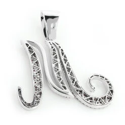 Large 14K White Gold White Pink Diamond Initial M Letter Pendant Necklace 3.4ct -H'Hen Sale Store 14k white pink diamond initial m pendant necklace 340 p 6119 2